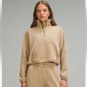 Lululemon Brushed Softstreme Half Zip- Filbert Tan- Size 6